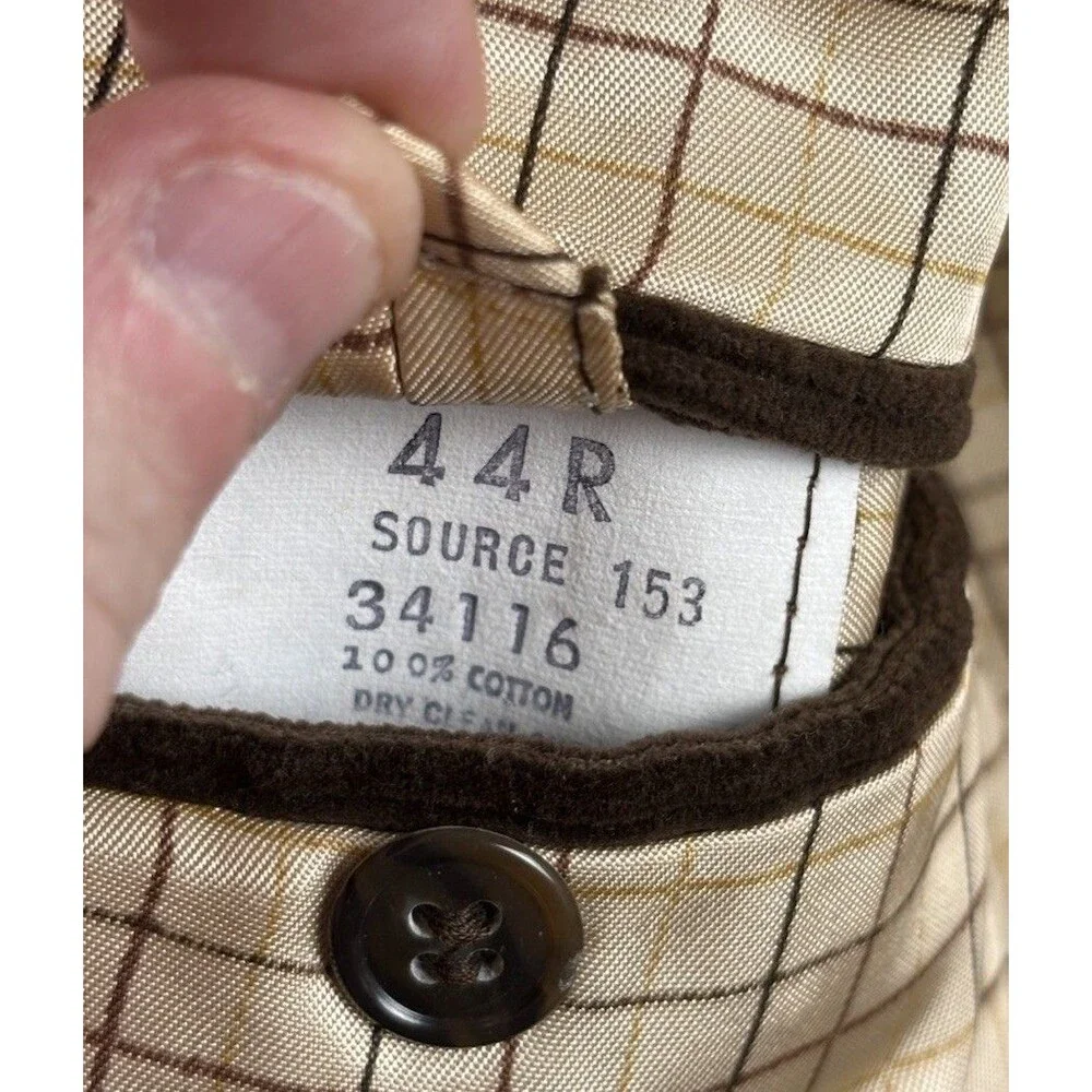 Vtg Sears The Mens Store Corduroy Blazer 44R Brown Leather 2-Button Sportcoat